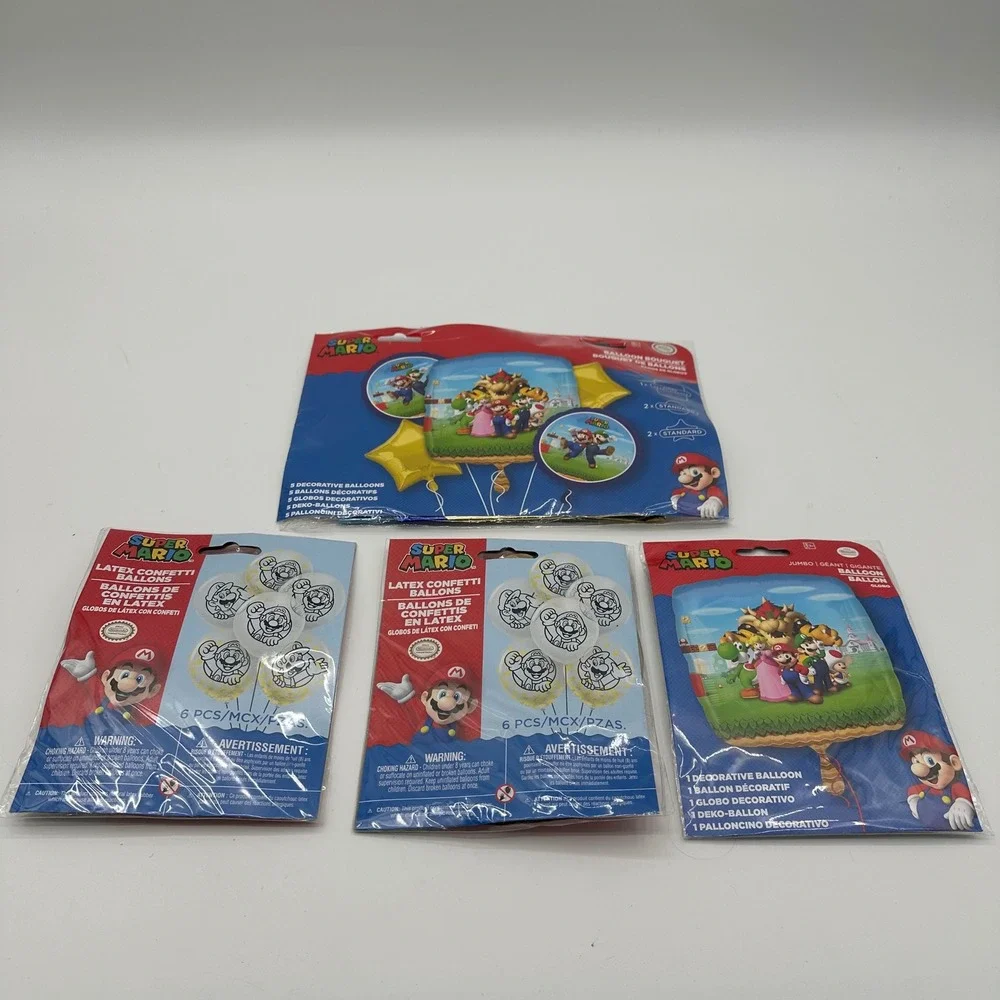 Lot 16 Super Mario Balloon Party Pack Sets Jumbo Bouquet Latex Confetti Nintendo